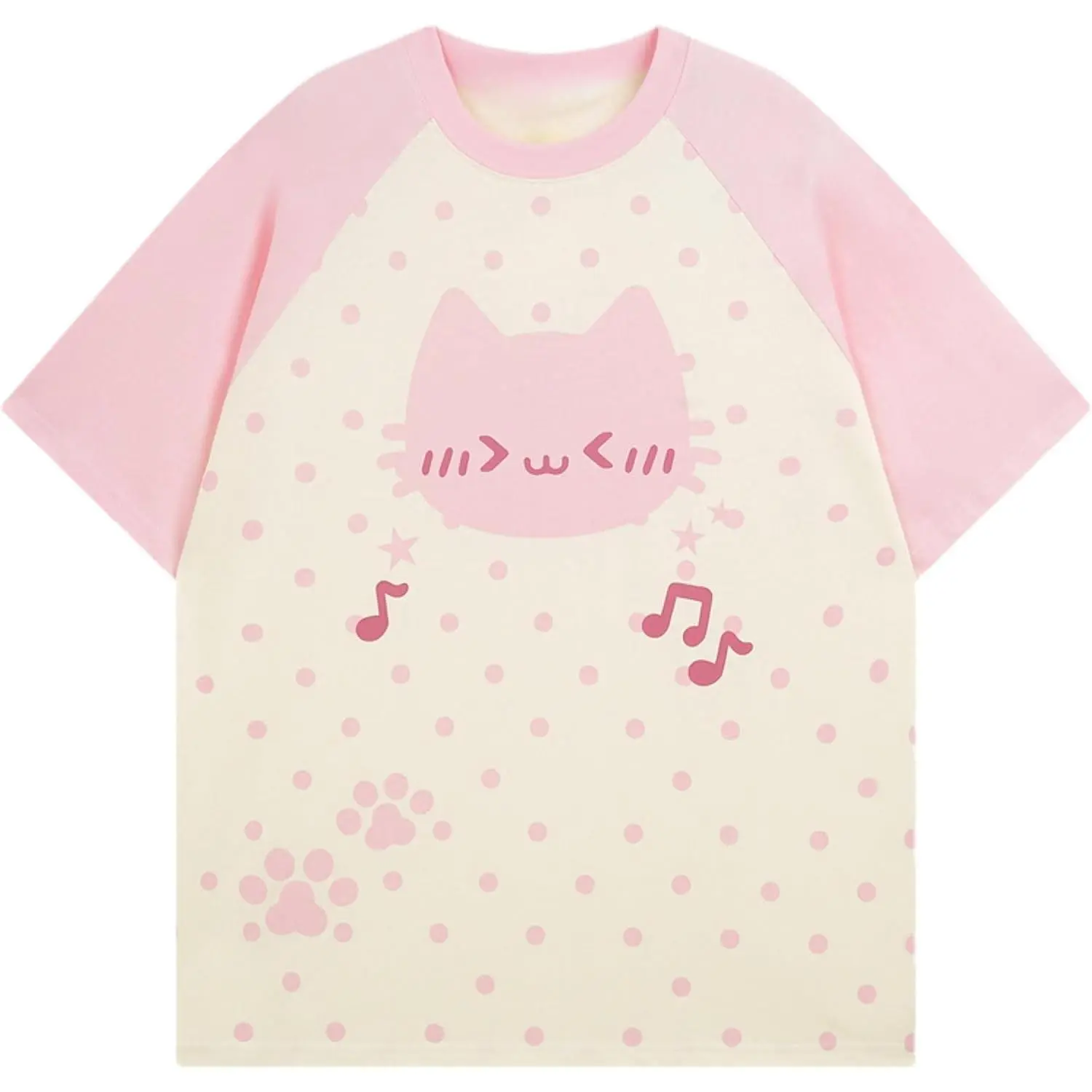 Y2K Cutecore Kawaii Teen Shirt Coquette Harajuku Oversize Japan Cat Print Cute Tshirt Top Clothes