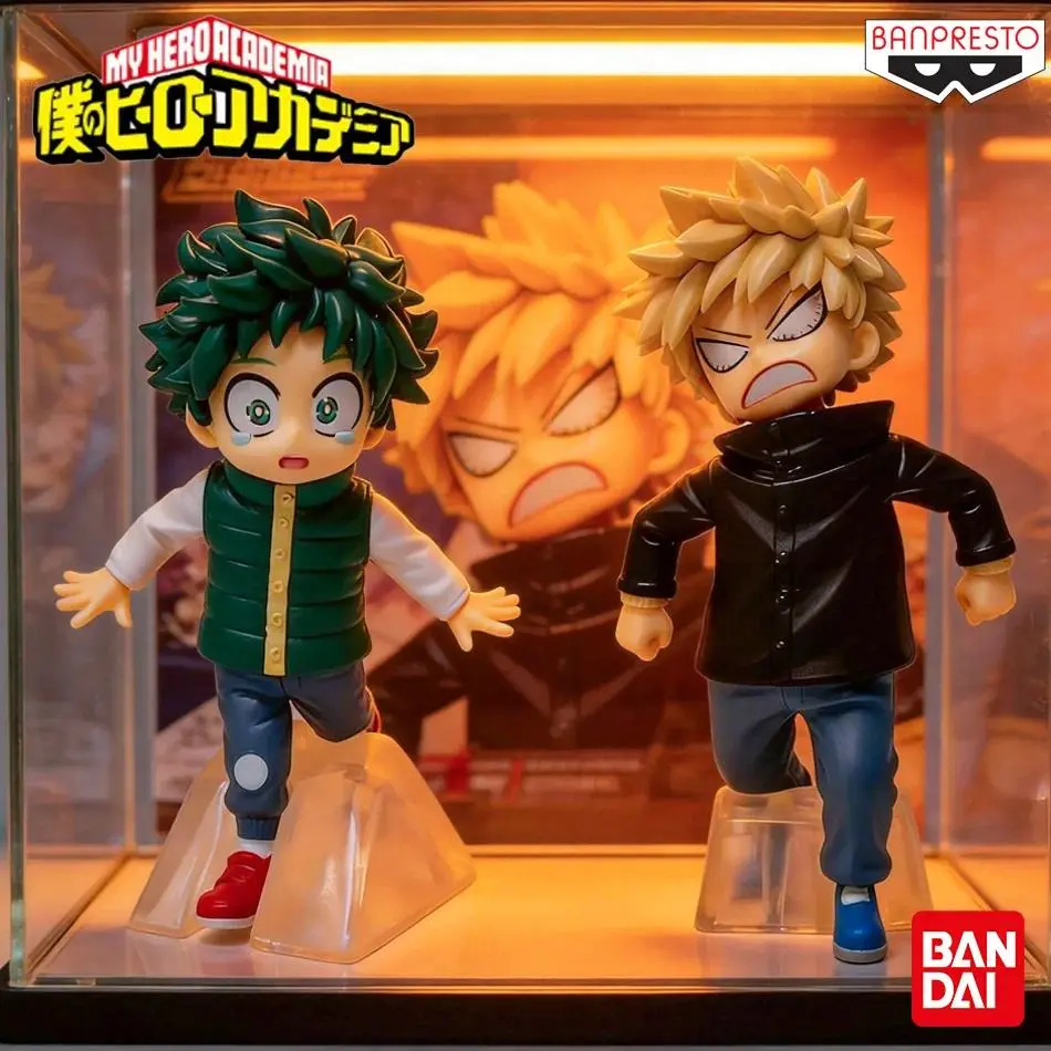 My Hero Academia Childhood Q Version Figure, Izuku Midoriya & Katsuki Bakugo Anime Ornament for Car & PC Case, Bandai Prize Figu