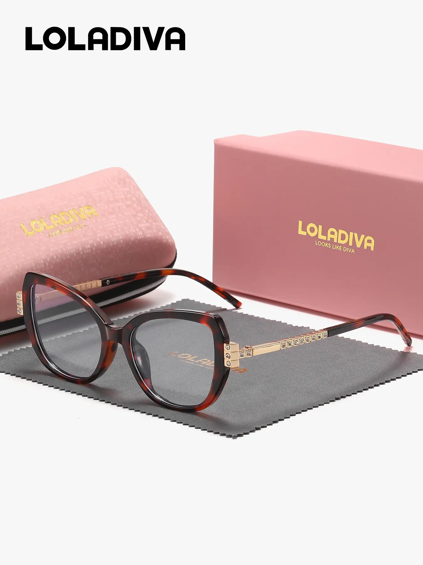LOLADIVA 1 Piece Unisex Exceptional Quality Full Frame Plano Glasses Redefining Cool Cat Eye Frame Plaon Glasses