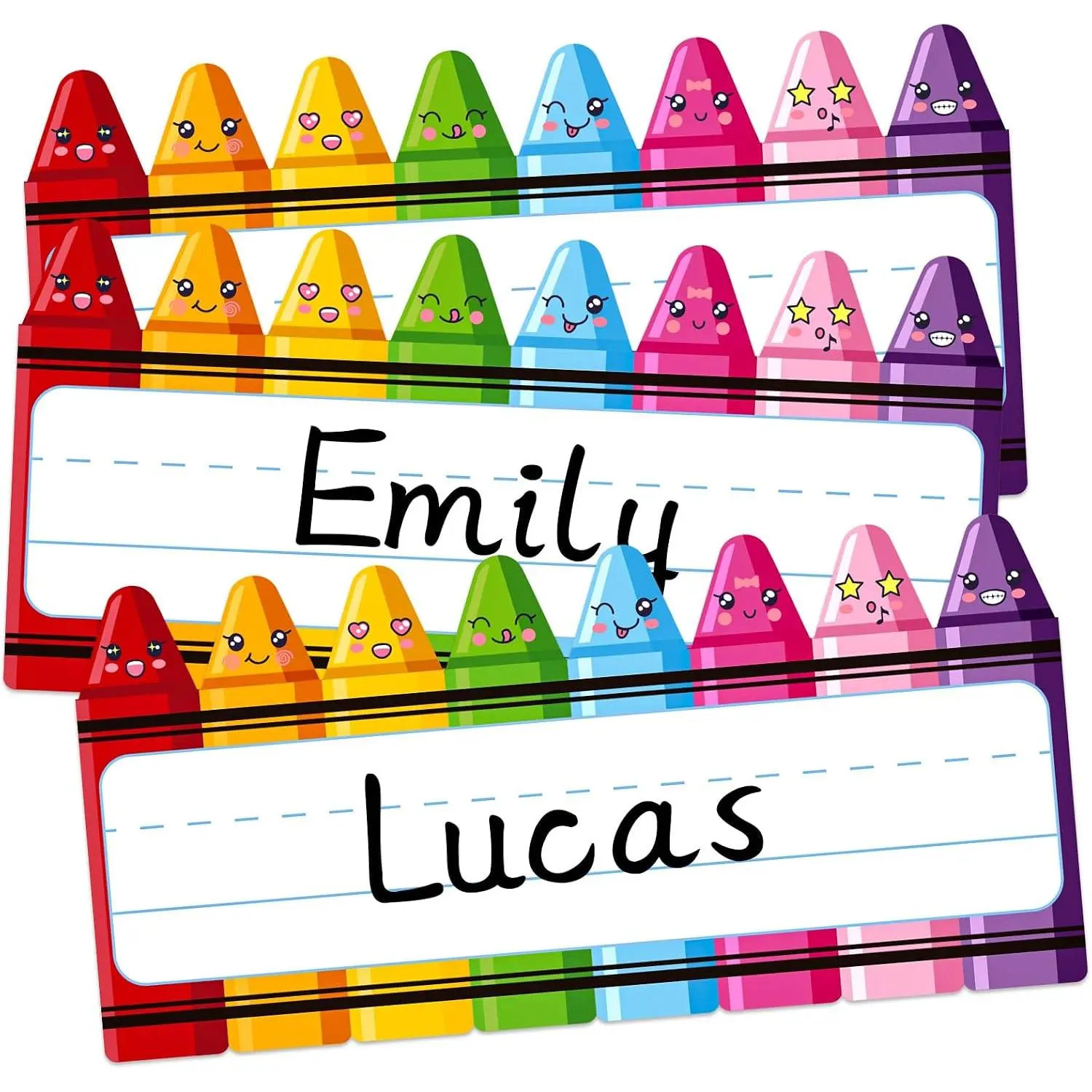 36 count Crayon Name Tags for Classroom - Student Desk Nameplate Stickers, 4.5"x9.4" Name Tags Labels for Classroom Decor,   1st 2nd 3rd Grade  to School Teacher Supplies