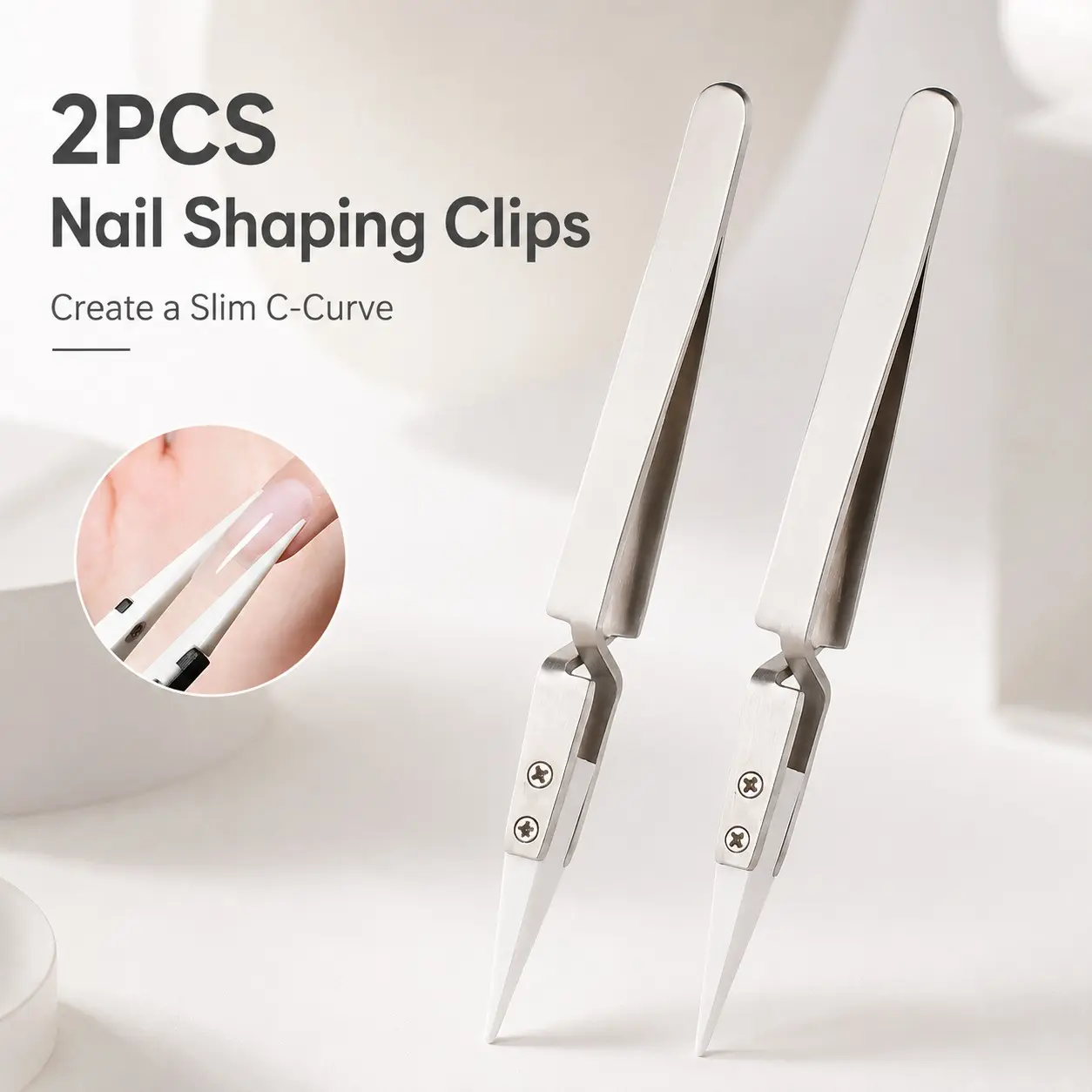 2pcs Stainless Steel Reverse Tweezers, Sharp Bent Tip Precision Tools, Metal for Electronics, Jewelry Making, Crafts
