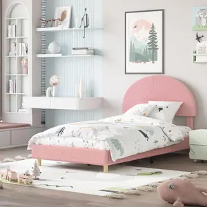 Modern Boucle Upholstered Bed Frame – Arch Headboard, Wooden Slats, No Box Early Season Needed, Easy Assembly, Bedroom Furniture – Full & Twin Size Options