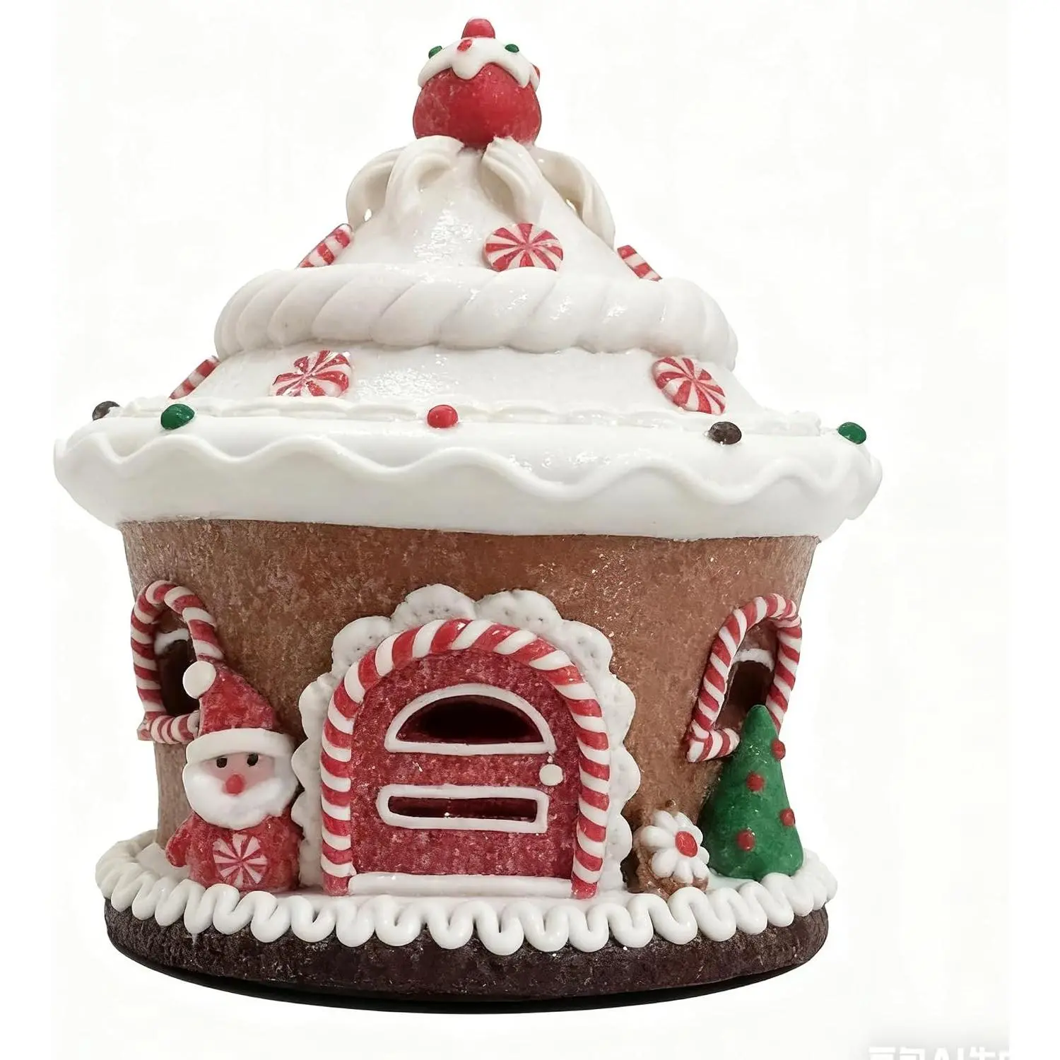 Lightweight LED-Lighted Brown Gingerbread House Ornament Kit, Bling Candy House Decor, Indoor Desktop Home Supply Adornment
