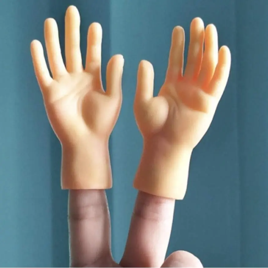 2pcs Tiny Finger Hands Mini Hand Puppets, Realistic Rubber Hand Figurines, Fun Toys for Puppet Shows, Party Favors, Christmas Gifts