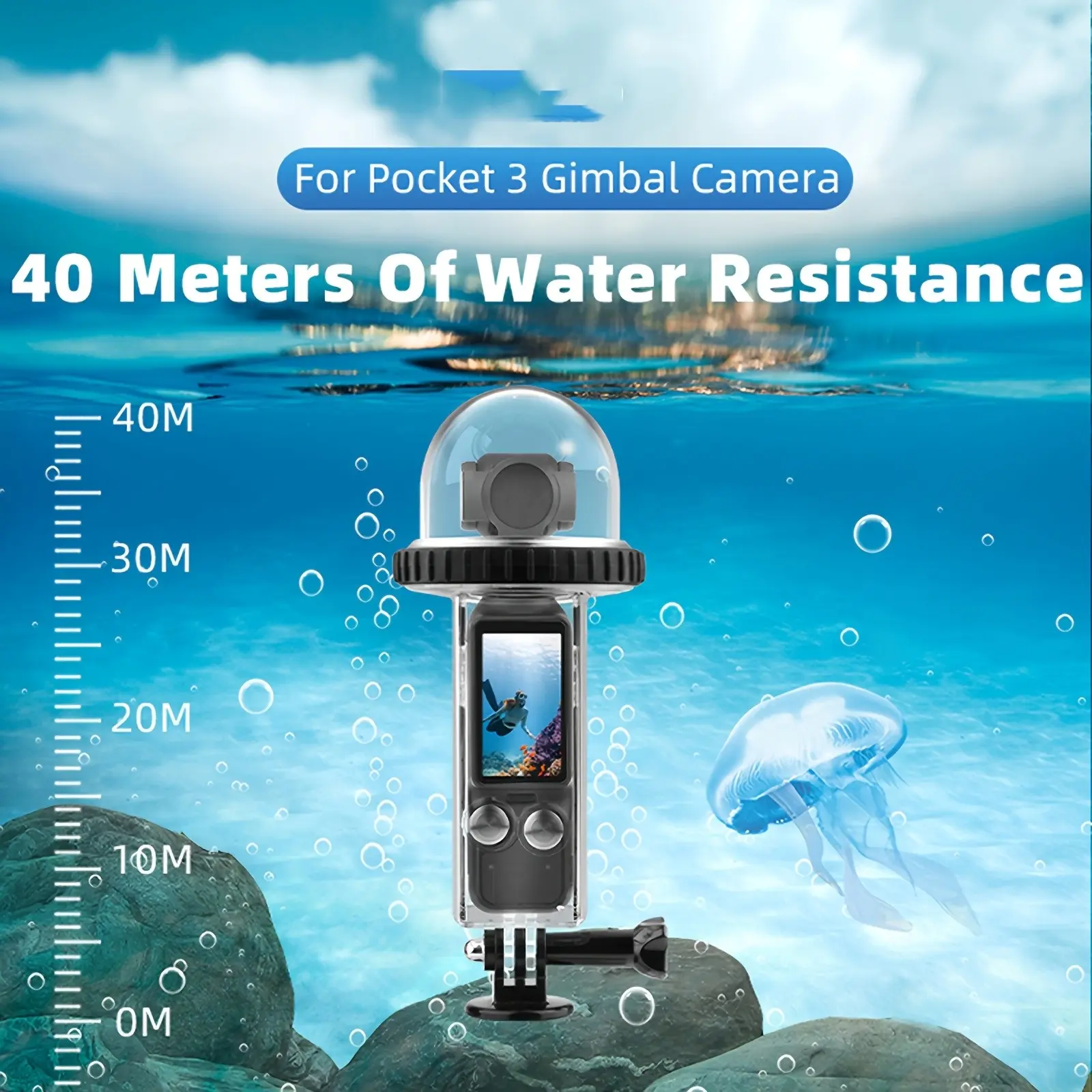 Dji Osmo Pocket 3 Waterproof Case, 40m Dive Protection Shell, High Transparency, Quick-Release Base, Underwater Surfing Photography Camera Accessory