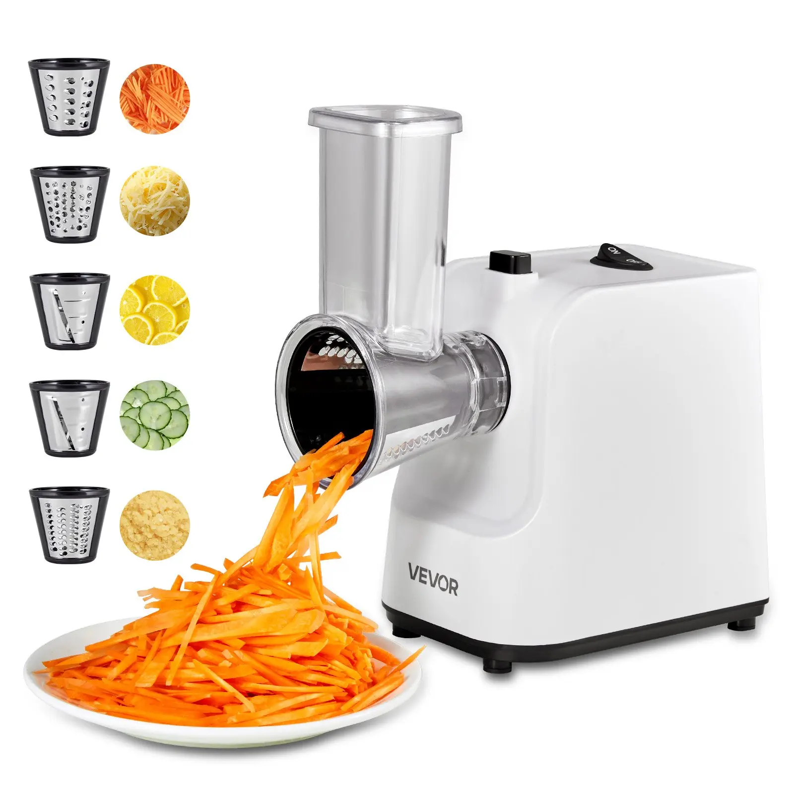 【DealsForYouDays】VEVOR Electric Cheese Grater Salad Maker, 200W Salad Shooter, Electric Vegetable Slicer Shredder Chopper for Fruits with 5 Attachments, Stainless Steel Food Cutter for Vegetables, and Cheeses