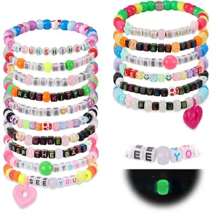 16/24/32Pcs Rave Music Bracelets Set Glow In The Dark EDM Music Stretch Bracelets Multicolor Rave Party Favor for Women Men EDM Party Music FestivalGift.
