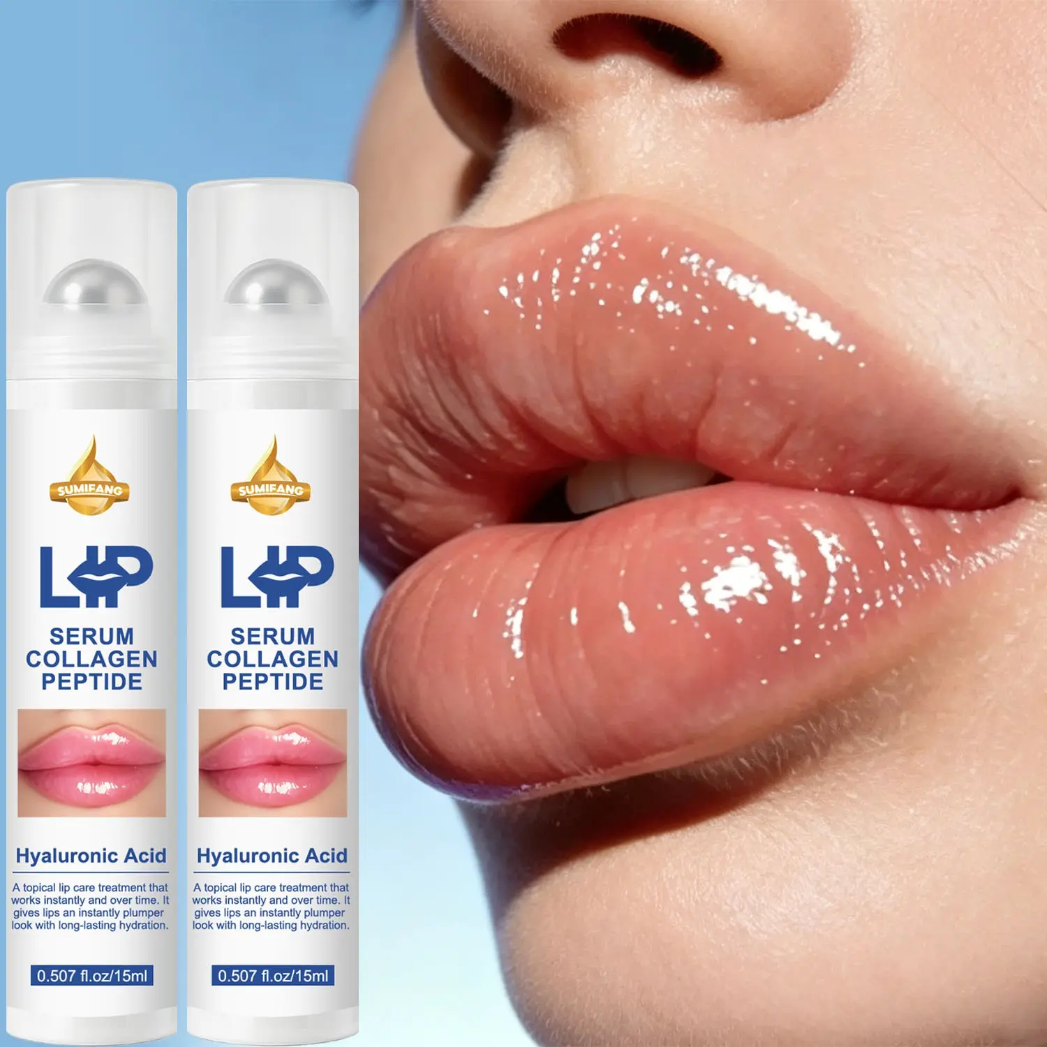 2pc Collagen Peptide Lip Essence with Hyaluronic Acid, Long-Lasting Moisture, Moisturizing, Improves Lip Lines, Plump and Smooth Lips, Repair Dry Lips, Lip Plumper, Peptide Lip Treatments, Lip Product