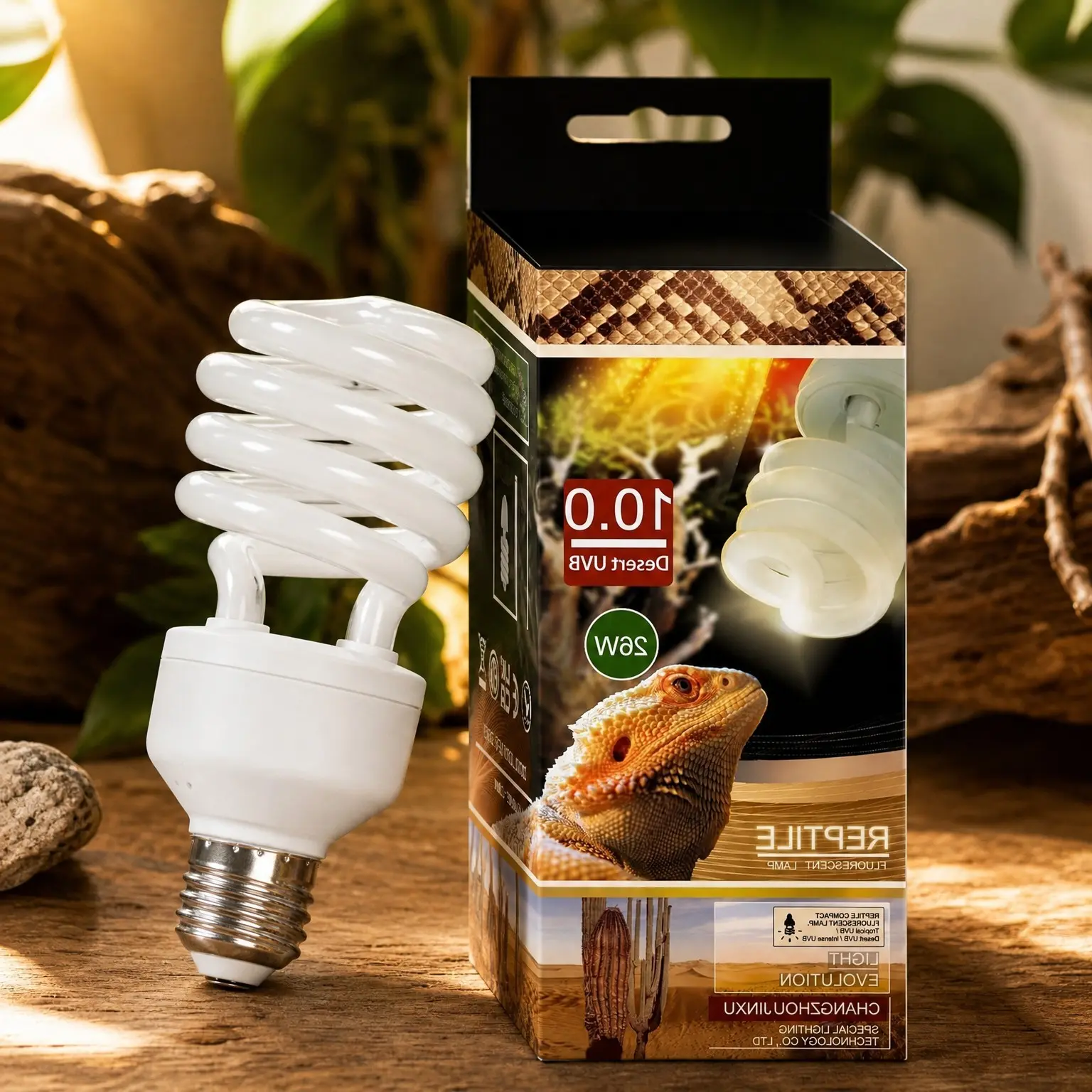 Desert 10.0 UVB UVA Reptile 26W Compact Fluorescent Light BulbGift