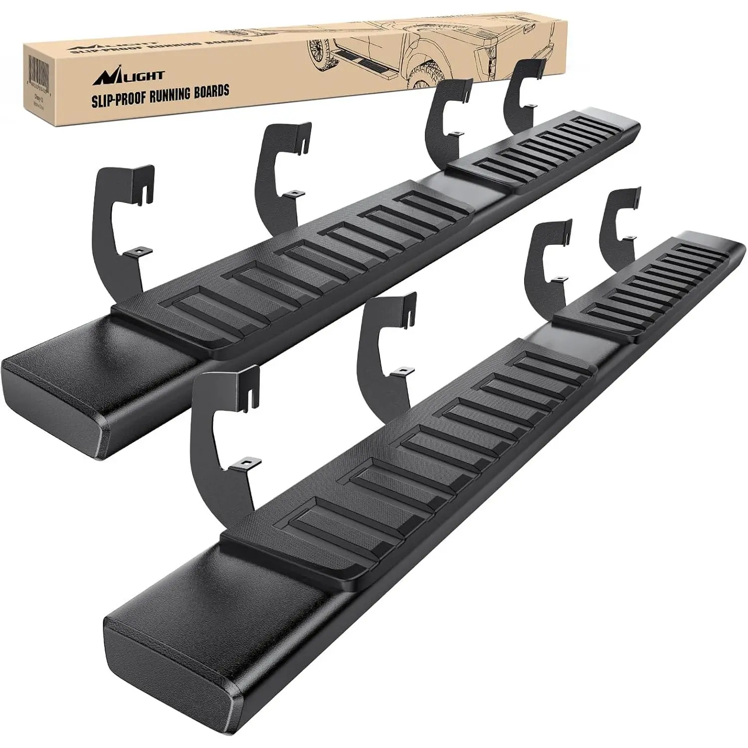 Nilight 6-Inch Slip-Proof Aluminum Running Boards - Bolt-On ABS Crash & Scratch Guards, 450lb Capacity Upgraded Auto Parts, Vehicle-Specific Fit for 2007-2018 Chevy Silverado/GMC Sierra 1500 Crew Cab, 2007-2019 2500HD/3500HD Towing Trucks