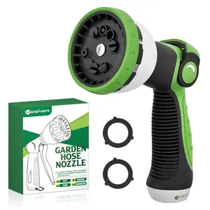 Yesker Garden Hose Nozzle Water Hose Sprayer Nozzle Adjustable 10 Spray Patterns Heavy Duty Metal Nozzles Thumb Control w Non-Slip Grip for Outdoor Watering Plants Lawn Washing Car Pets, Black & Green fathersdaygift