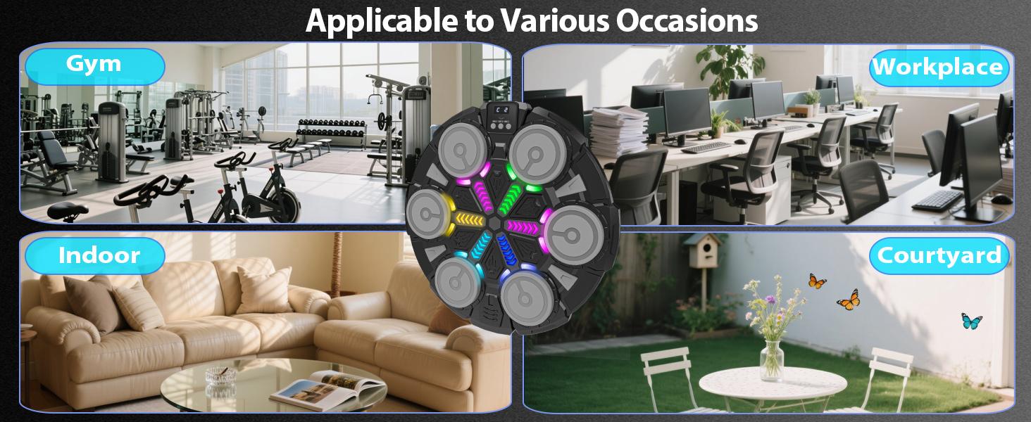 Smart Music Boxing Training Machine, Universal for Adults & Kids, Includes Punching Gloves, LED Real-Time Feedback, Bluetooth-compatible Sync, Wall Mountable