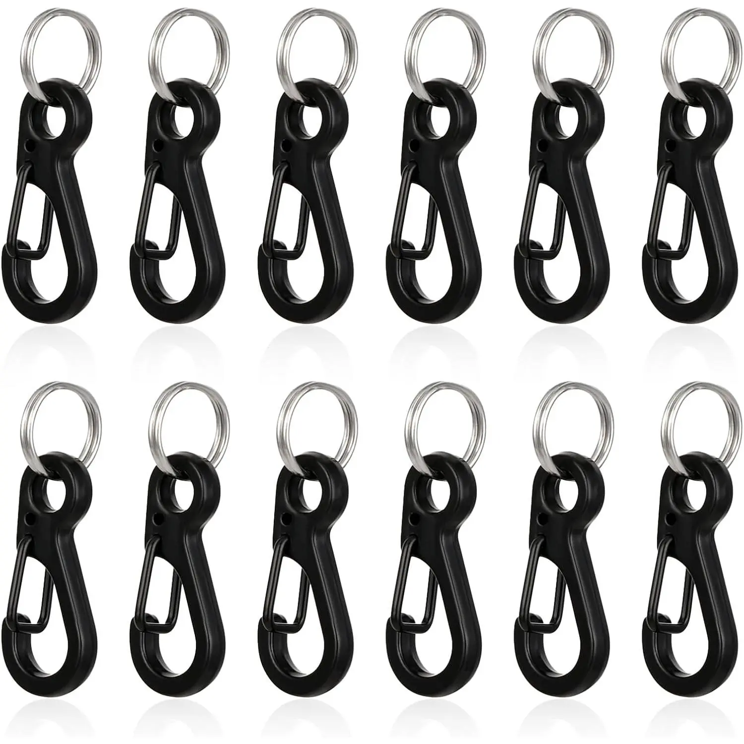 12 count Mini Carabiner Clip Metal  Small Carabiner Clip Spring Snap Hook for Camera Strap Flashlight Key Chain Camping Hiking  Clips Leash Harness Outdoor Gym