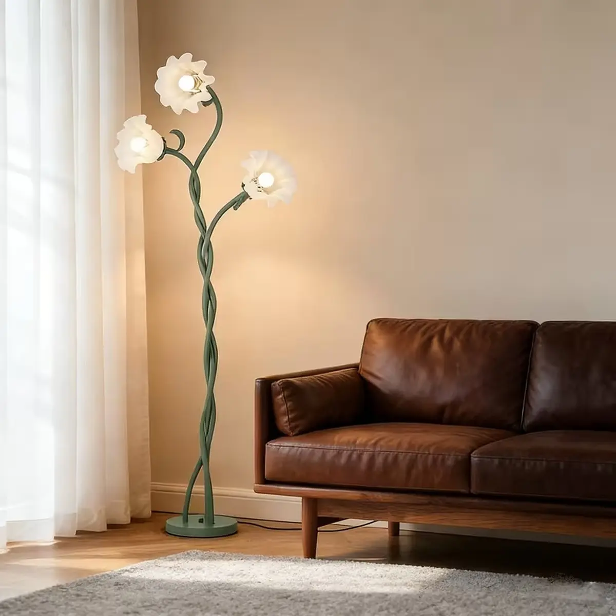Cozy Room Upgrade! 3-Head Flower Floor Lamp with Flexible Gooseneck, 3 Color Temperature LED Bulbs, Tall Reading Corner Lamp for Living Room, Bedroom, Girls Room, Reading Nook & Aesthetic Home Decor