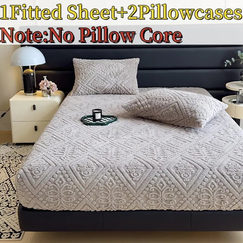 3-Piece Bed Set, New European Floral Tufted Bed Skirt, Thickened Insulated Mattress Protector, Full Coverage Elastic Bed Cover, Suitable for Bedroom Hotel