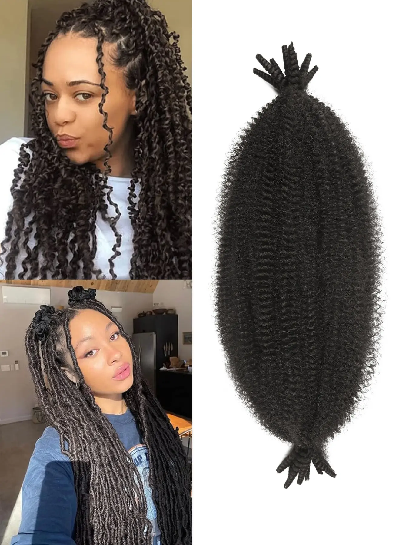 Marley Twist Braiding Hair 1 Packs 18 Inch Pre-Separated Springy Afro Twist Hair Suitable for Damaged Soft Locs Synthetic Spring Twist Crochet Hair for Women Cuban kinky Hair Used Daily Party Cosplay Halloween And Christmas Gifts