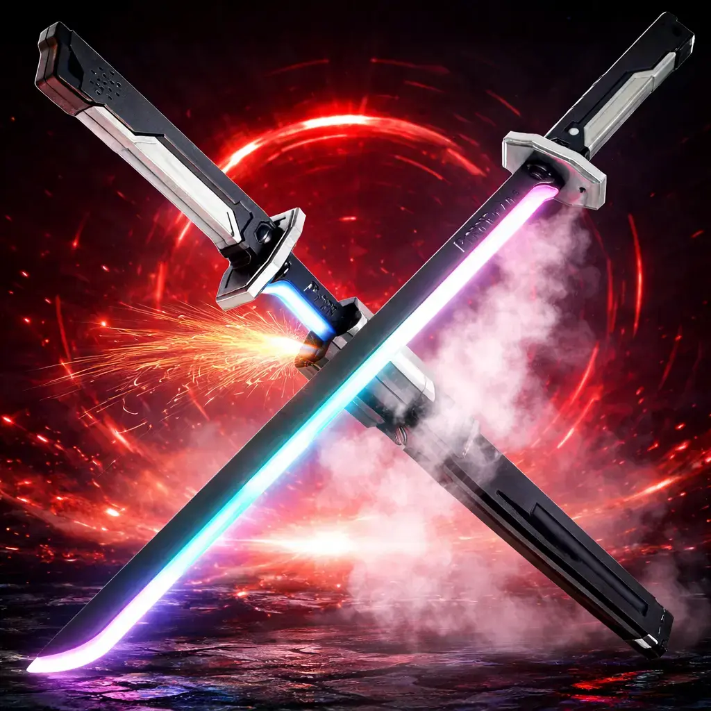 Unisex 31.5in Light Up LED Lightsaber, Handheld Saber with Spark Effect, 8-Color RGB Blade, Simulated Mist Spray, Auto Eject, Sound & Motion Interaction, Type-C USB Rechargeable Portable Saber, 5 Spare Flints | Cosplay Rave Toy for 12+ Years