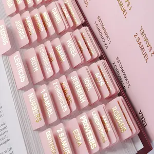 100 Laminated Bible Tabs for Women Gold Foil Embossed Easy Read Bible Chapter Tabs for Study Bible Pink Bible Label Tabs Bible Study Supplies