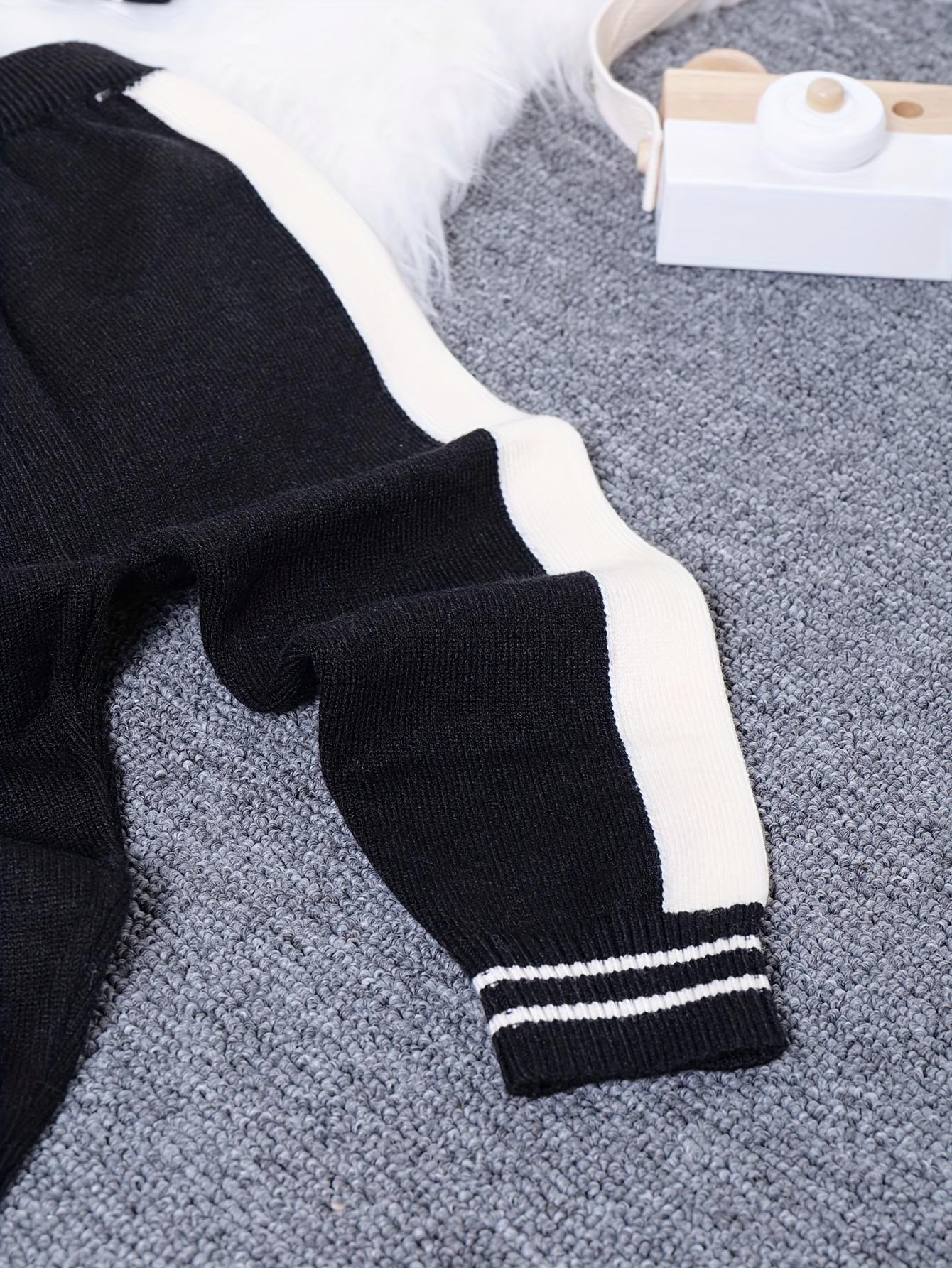 NewNewborn Boy Spring/Autumn Outfit Set    2-Piece Lettered Cardigan + Knit Long Pants – Stylish & Cozy for Outdoor Strolls! Adorable Infant Sweater Set, Soft for Daily Wear ✨