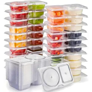 Reusable Snack Containers with Lids: Snack Pack Containers 20Pcs - Snackle Box Container Portion Control - Meal Prep Containers - Double Compartment Snack Containers  Travel - Camping Essentials