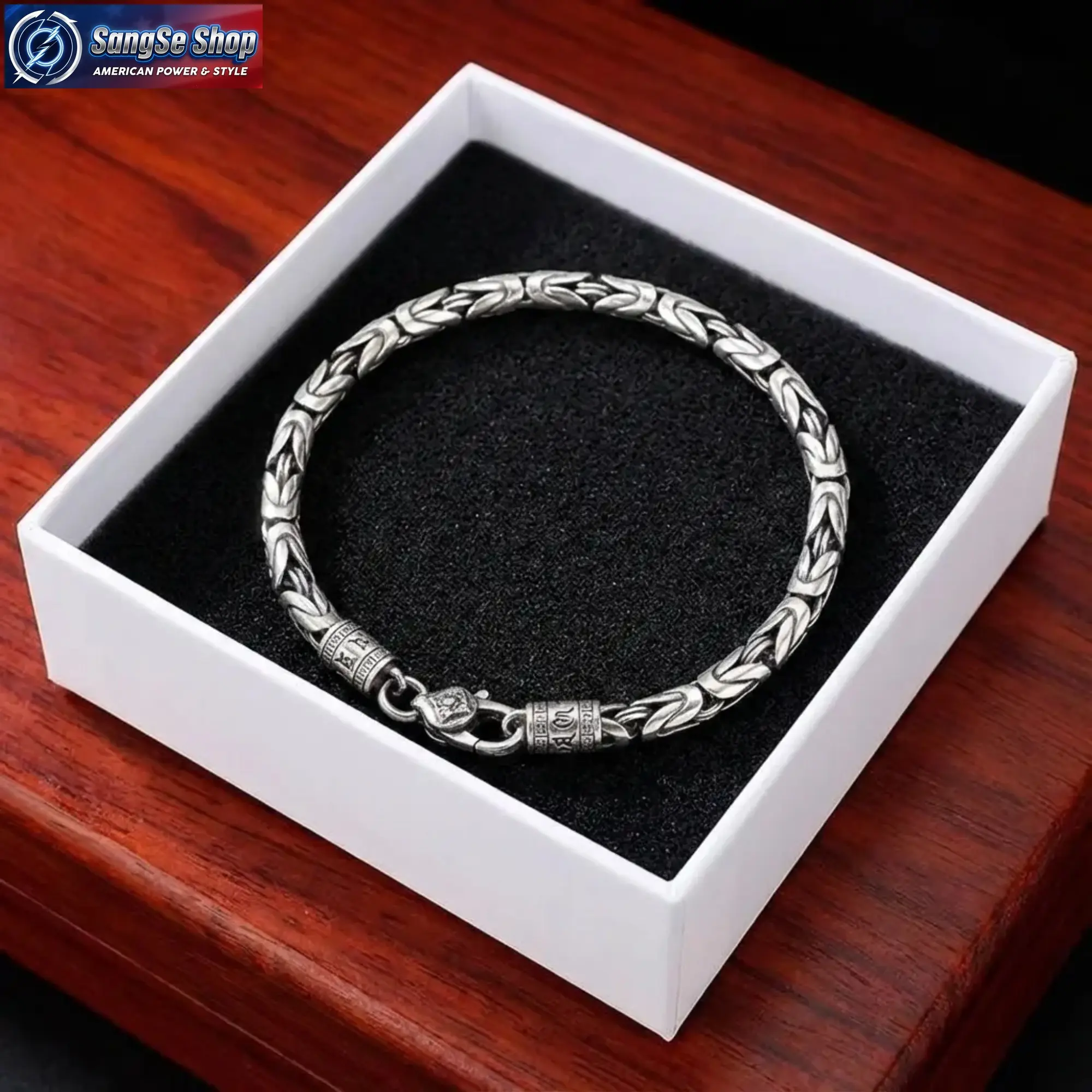 New Arrival Retro Auspicious Pattern Bracelet, Eight-Pointed Star Design Stainless Steel Bangle, Cool Mixed Material Unisex Wristband Jewelry, Trendy 2026 Style Fashion Bracelet for Men and Women, Daily Wear Accessory, Street Style and Gift Idea