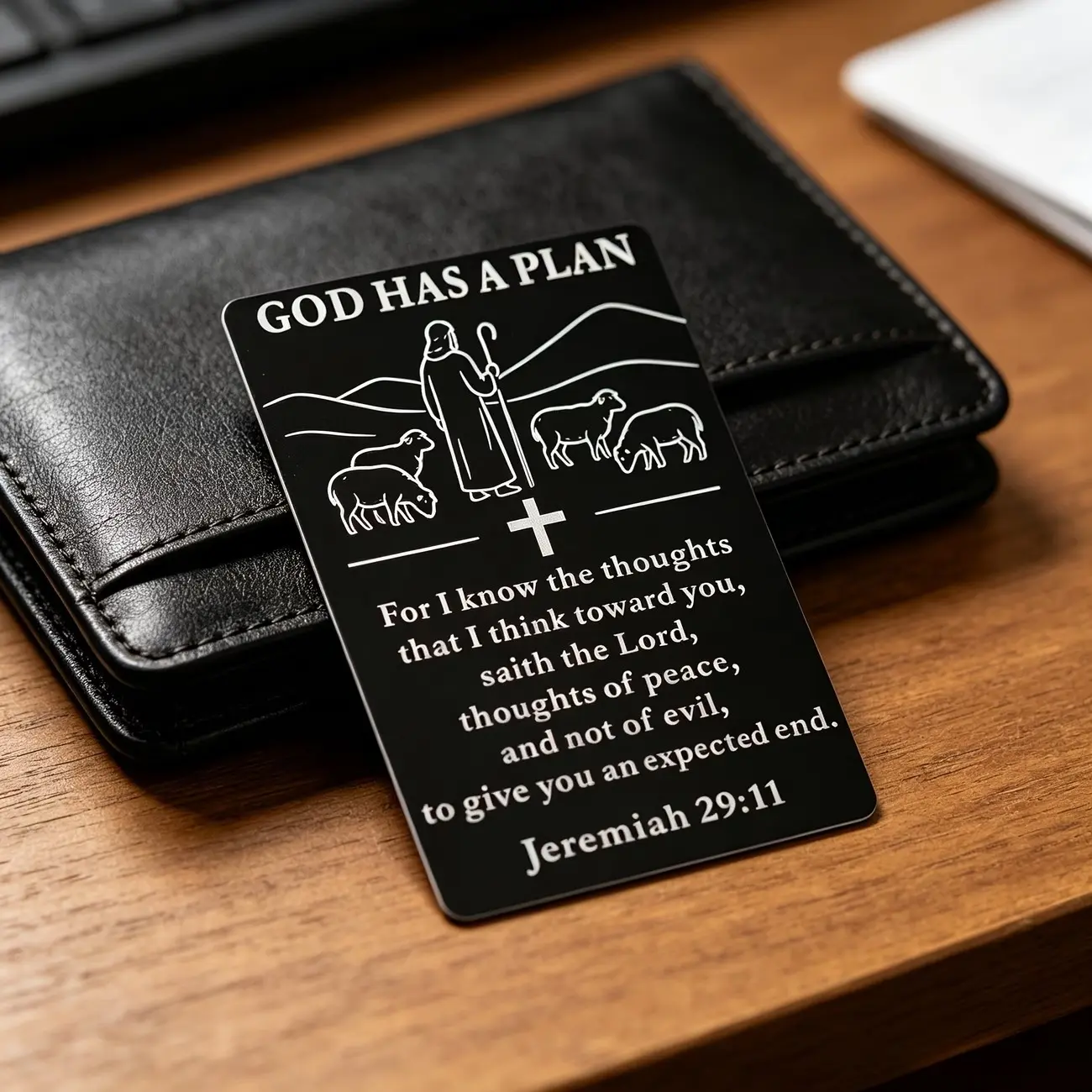 God Has a Plan Wallet Card, Jeremiah 29:11 Bible Verse, Metal Card, Christian Gift, Unisex, Inspirational, Faith Encouragement, Keepsake