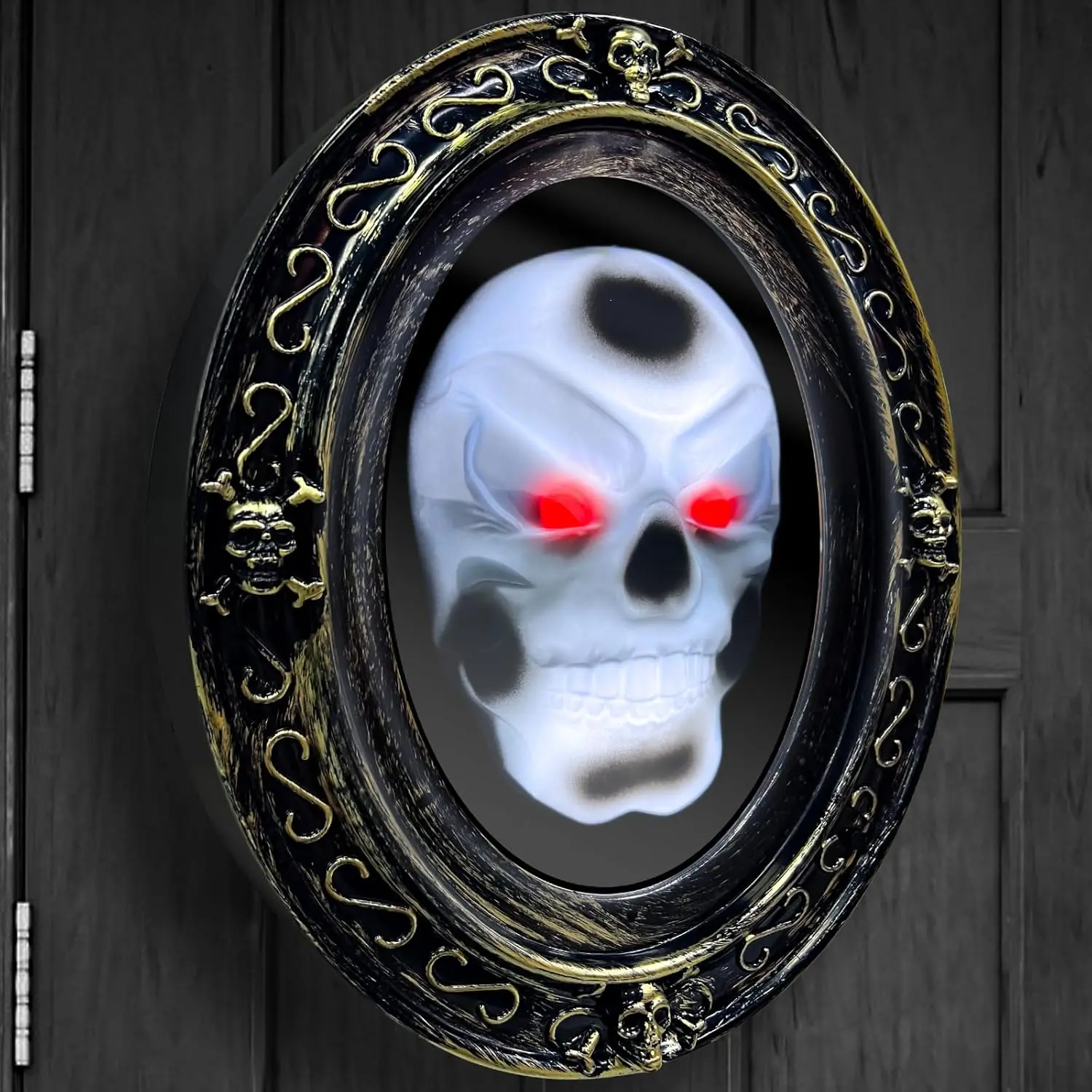 [ Motion Activated & Light Sensor Design ] Halloween Animatronic Talking Haunted Mirror with Creepy Sound and Light, Scary Halloween Decorations Indoor Wall Mounted Magic Mirror  Prop Decor