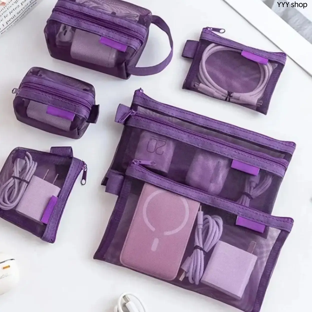 6-Pack Minimalist Transparent Mesh Coin Bag Organizer Set, Lightweight Durable Zipper Mini Pouches For Coins Cards Keys, Portable Travel Friendly Storage Wallets For Daily Commute Shopping Outdoor Trips