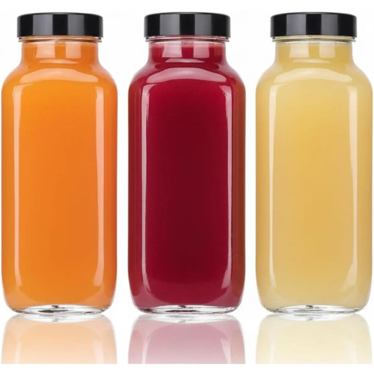 3 Pack 8 oz/250mL Glass Juice Bottles with  & Labels,  Travel Juice Storage Containers, Clear Glass Drink Jars for Juicing, Water, Ginger,  Shots - Leakproof, Dishwasher Safe
