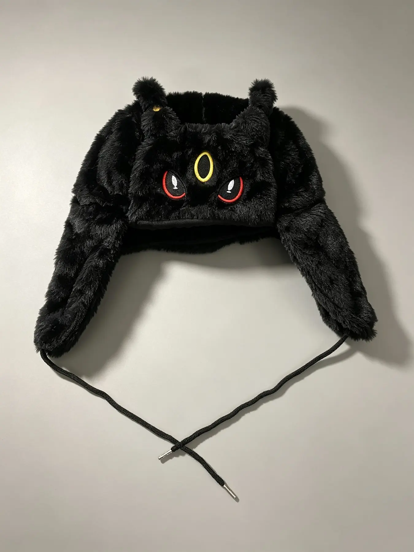 Autumn and Winter New Product Cartoon Monster Plush Anime Character Embroidery Windproof Eardrop Hat with Drawstring Y2K Street Wear Warm Hat Streetwear