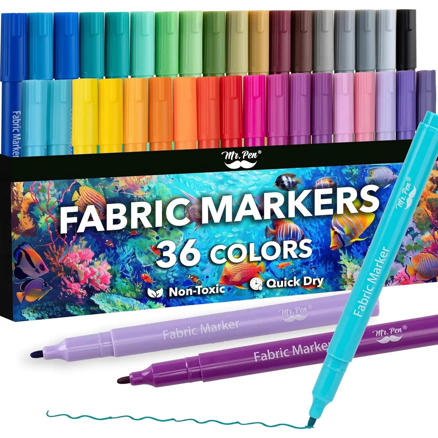 - Fabric Markers, 36 Pack, Colorful | Fabric Markers Permanent for Clothes for T-Shirts, Bags, Textile, Canvas