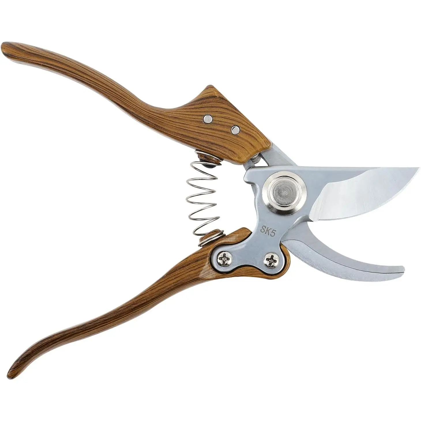 Pruning Shears for Gardening, Trimming Scissors Wood-Grain Aluminum Handle Garden Shears, Heavy Duty Garden Shears Secateurs Wooden Handle Garden Scissors Pruners Tools
