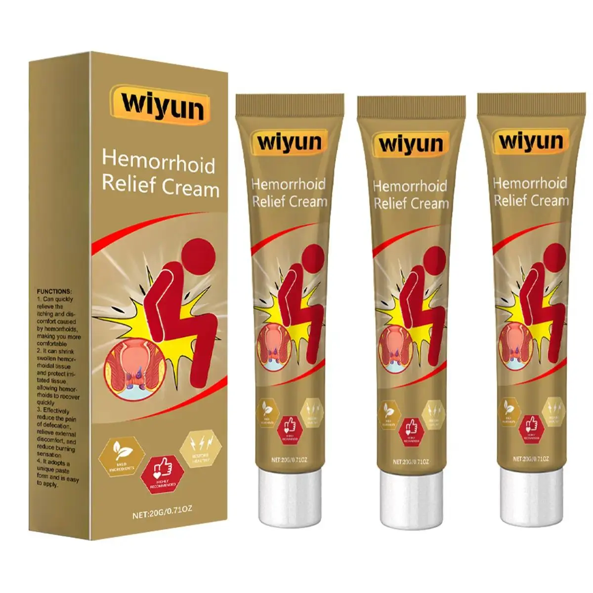 3pcs  Body Care Cream for Men and Women-Moisturizing Herbal Hemorrhoid Cream-20g-OriginalFormula with Natural Ingredients-Versatile Use Moisturizer Comfort Moisture Hydrating Relief Balm