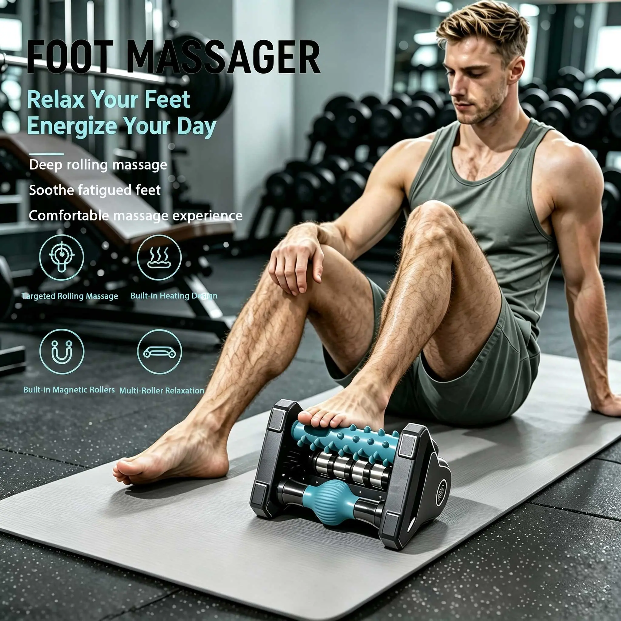 Four-In-One Foot Massage Roller, Three Rollers with Warmth Function, Home Office Foot Relaxation, Anytime Anywhere Comfort