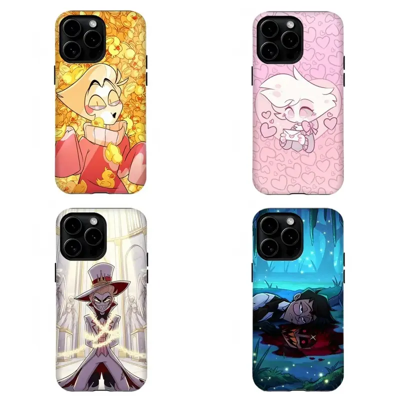 Cute Dark Aesthetic Hazb1n H0te1 Phone Case Set For iPhone 11 12 13 14 15 16 17 Pro Max  Ideas For Her/Him/Fans/Anime lovers