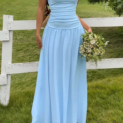 winslet white satin sheer hem strapless maxi dress Lulus Winslet White Satin Sheer Hem Strapless Maxi Dress