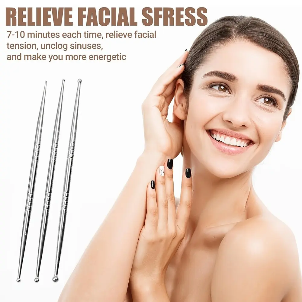 3pcs Stainless Steel Deep Tissue Massage Pen Set, Acupressure Meridian Tools, Fascia Release Tools, Trigger Point Therapy Sticks, Relief Muscle Tension, Portable, Fascia Reliever