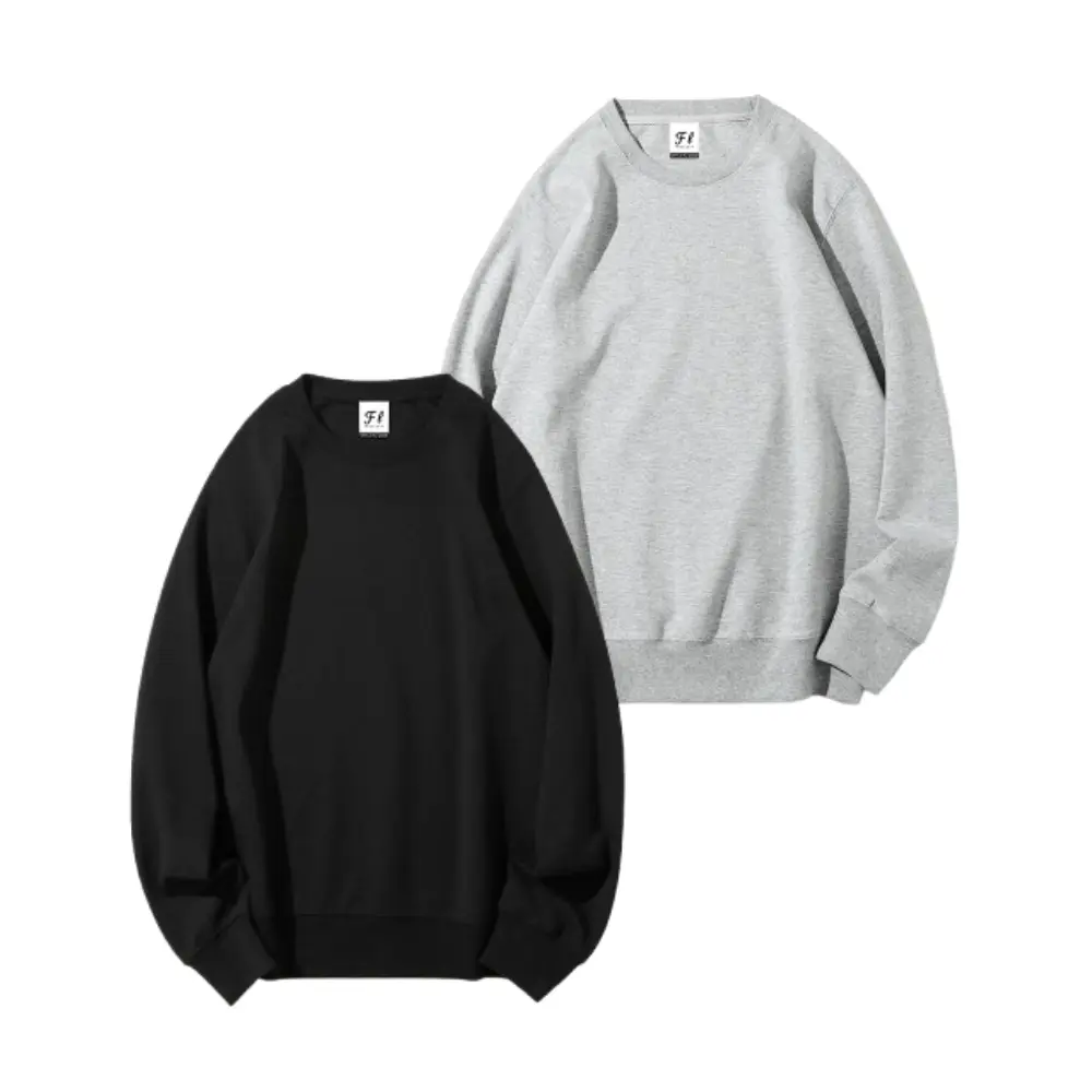2 Pack Crewneck Sweatshirt Unisex Casual Streetwear Sweatshirt Cozy Long Sleeve Loose Fit  Solid Color Pullover Shirts Casual Minimalist Style Cotton Blend Relaxed Fit Oversized Tops Sizes S-5XL for Streetwear, Casual Daily Wear Layering Outfit