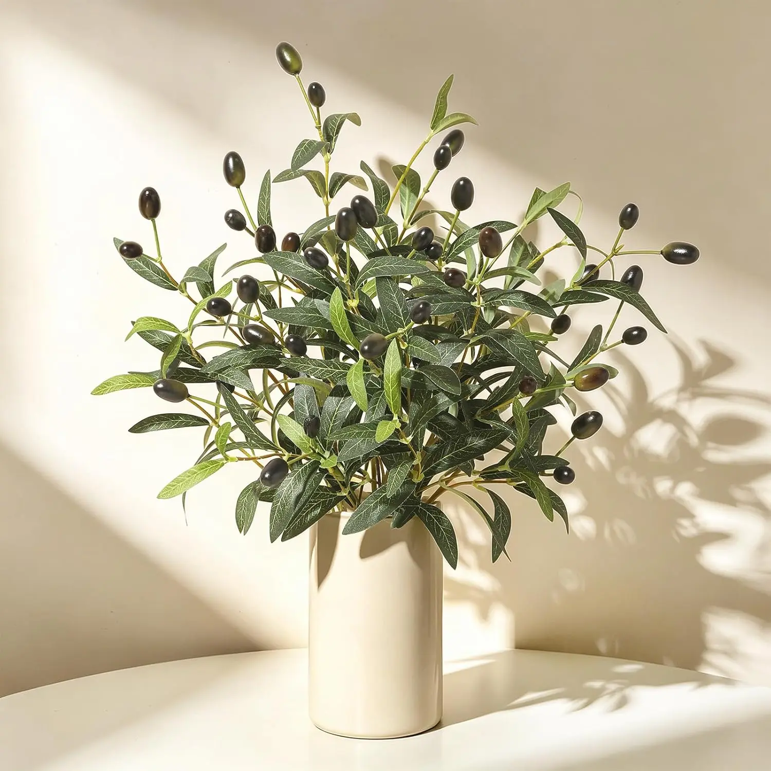 5/10 stems artificial olive leaf branches, realistic faux olive twigs, Faux Plants, Fake Greenery Stems for vase decor, wedding centerpieces, rustic home and party decorations