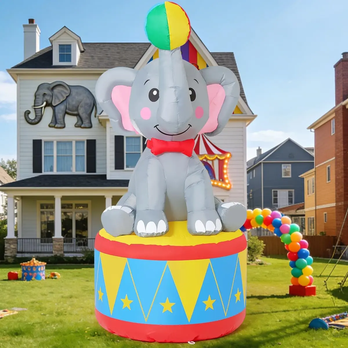 5.2 FT Inflatable Elephant for Circus Carnival Party Outdoor Decorations, Carnival Theme Birthday Holiday Blow up Animal with Built-in LEDs for Indoor Pool Yard Decorfidget toys