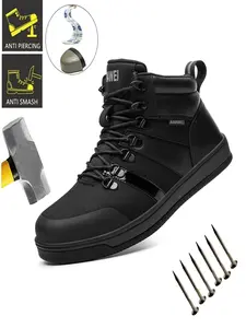 Steel Toe Shoes for Men Lightweight Puncture Resistant Safety Footwear, Work Protective Shoes, industrial work footwear Comfortable for Construction Warehouse Jobs High top sneakers all-season outdoor wear resistant