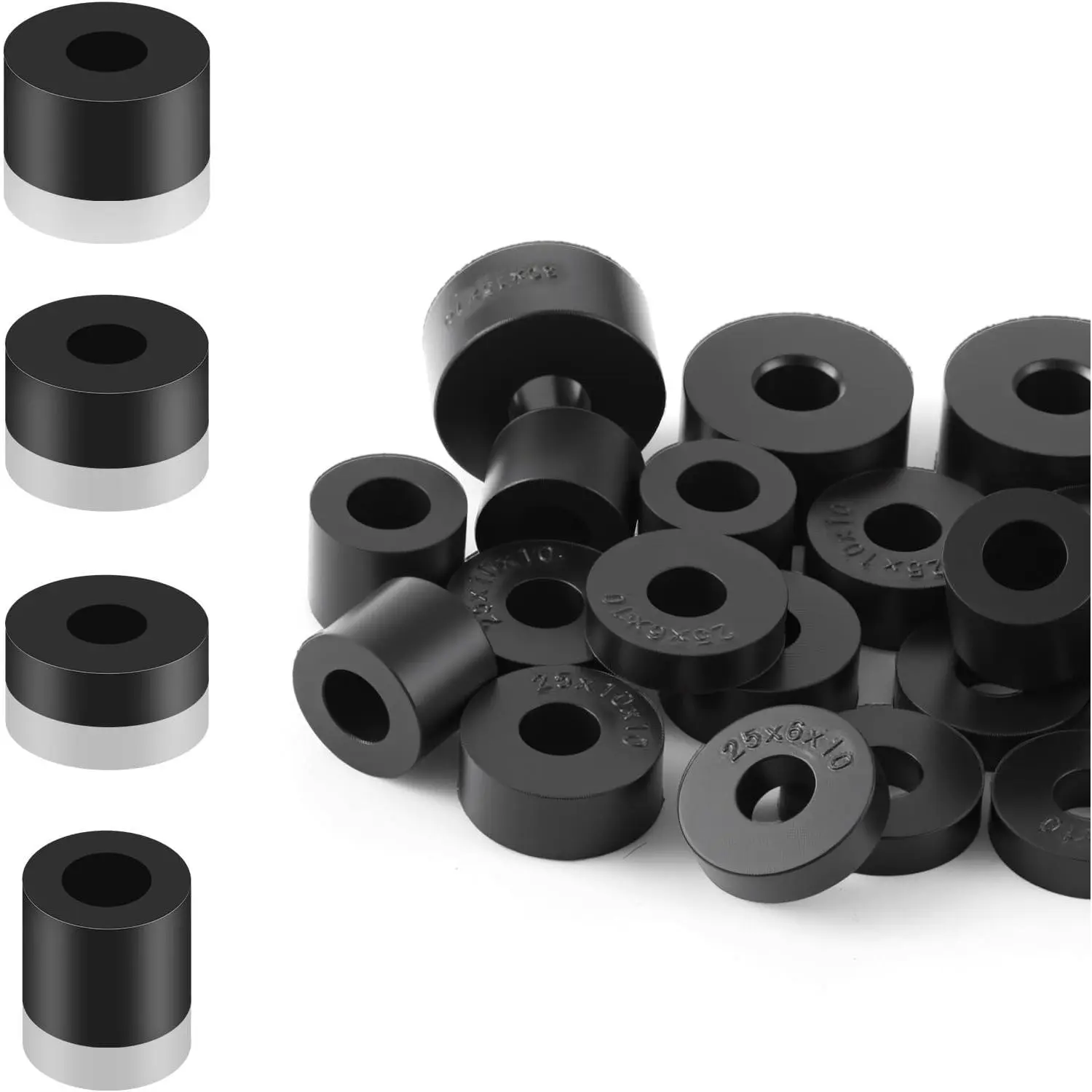 20 count Rubber Spacer, 4 Sizes Black Thick Rubber Washers, Non-Slip Anti-Vibration Spacer, Multi Purpose Round Washers for Electrical Repair,  and  Accessories