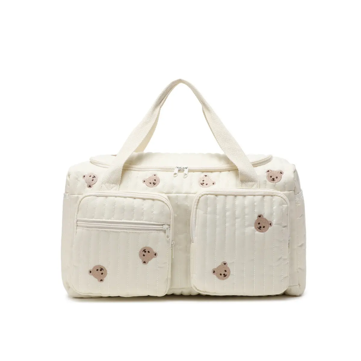 Women's Embroidered Bear Travel Duffel Bag, Large Capacity Multi-Functional Maternity Storage Bag, Casual Daily Embroidered Bear Luggage Bag, Lightweight Handheld Short Trip Luggage Tote