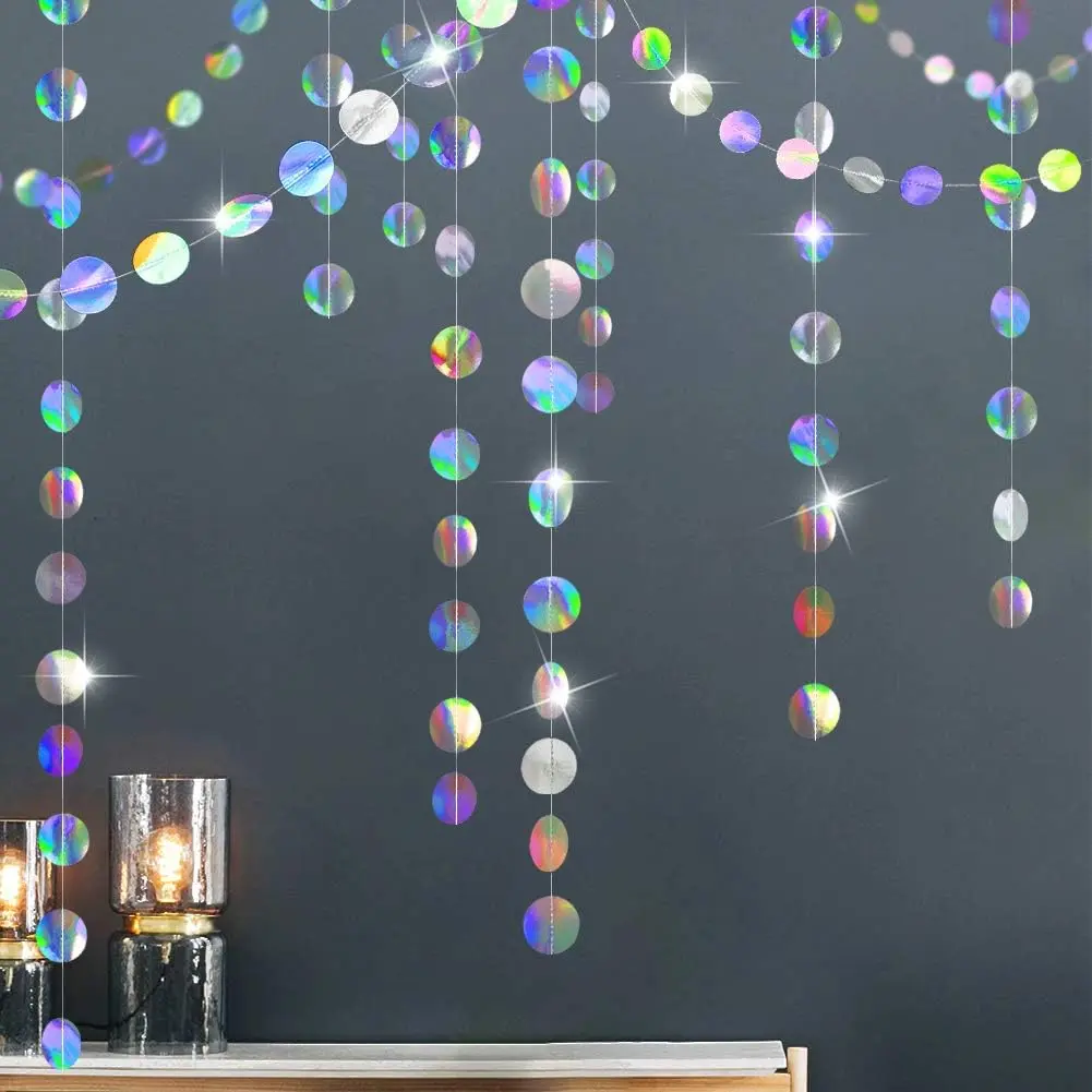 Iridescent Party Decorations Holographic Circle Garlands Disco Theme Birthday Decorations Bachelorette  Streamers Banner Graduation Decor Euphoria Karaoke  Party Backdrop