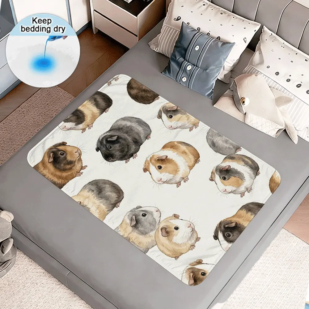 Watercolor guinea pig pattern printed absorbent pad, reusable diaper pad, suitable for women, postpartum care, the elderly, and pets. An ideal choice for feminine hygiene and postpartum recovery, menstrual products.