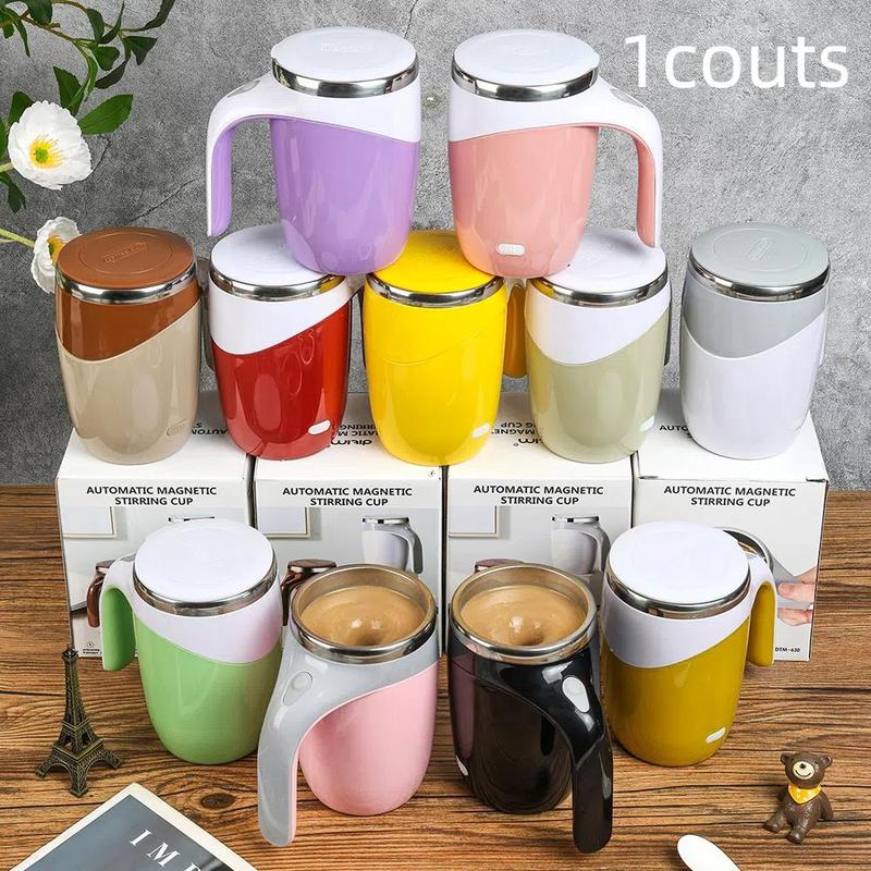 Revolutionize Your Coffee Break: Cordless Magnetic Stirring Mug – USB Rechargeable, Stainless Steel, and Hands-Free for Car & Office -RR