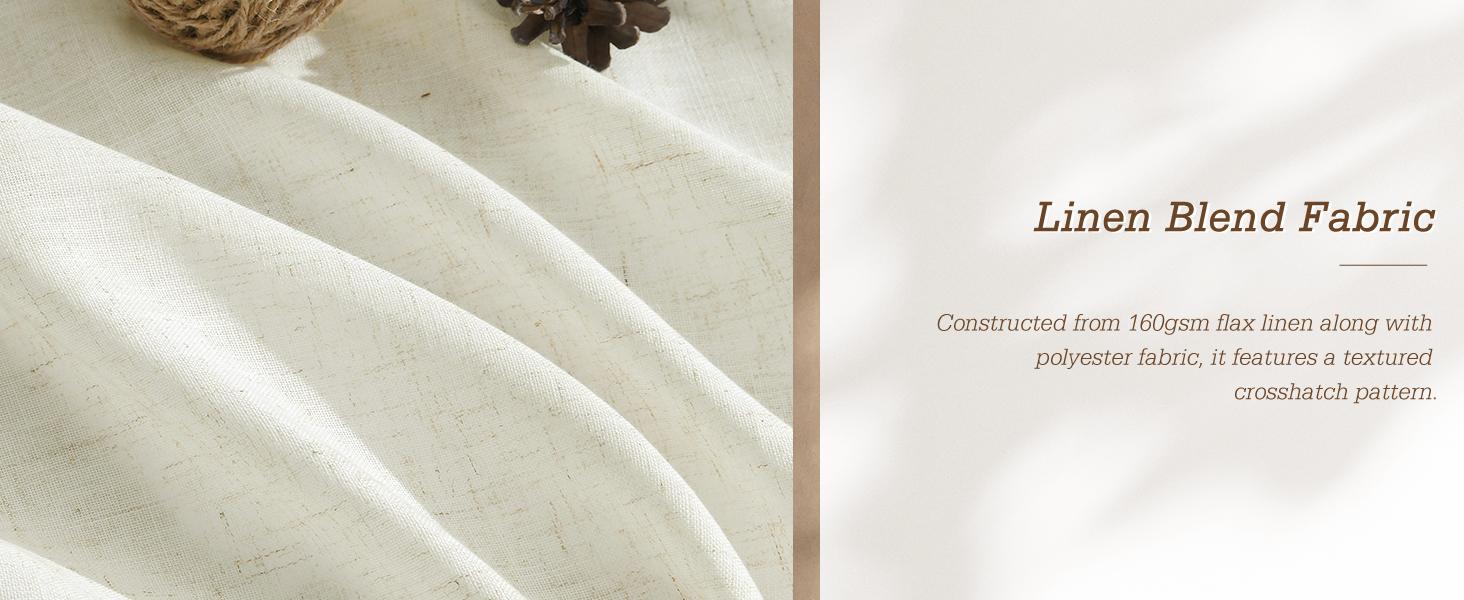 Warm Beige Linen Curtains 84 Inches Long Back Tab for Living Room 2 Panels Modern Farmhouse Set Hook Belt Linen Curtain Sheer Light Filtering Privacy Elegant Window Drapes for Dining Room 52x84