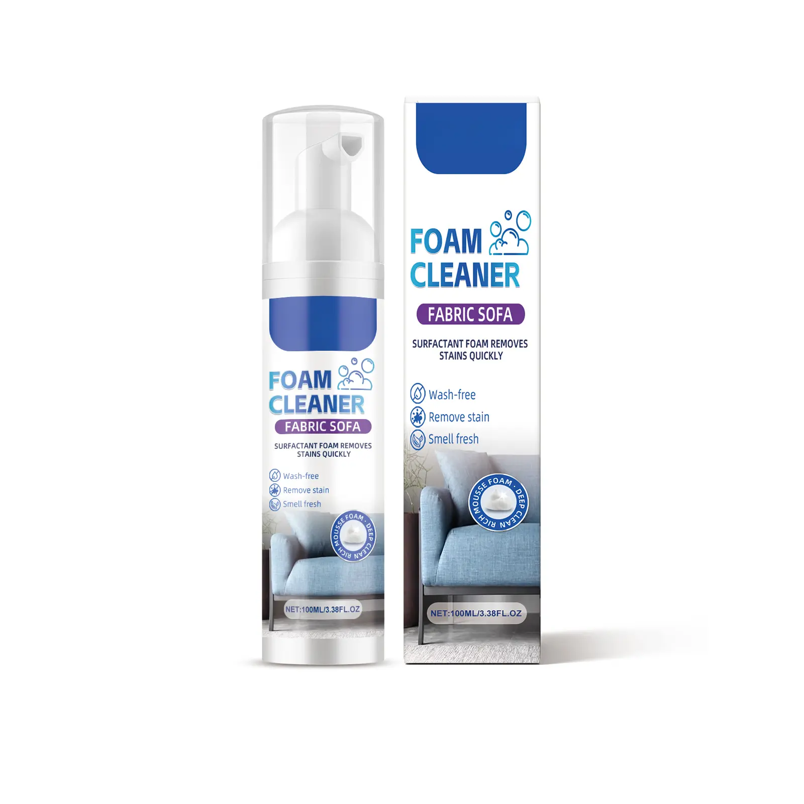 Glycerin-Base Household Surface Foam Cleaner for Fabric Sofas, Curtains, Mattresses, Cleaning