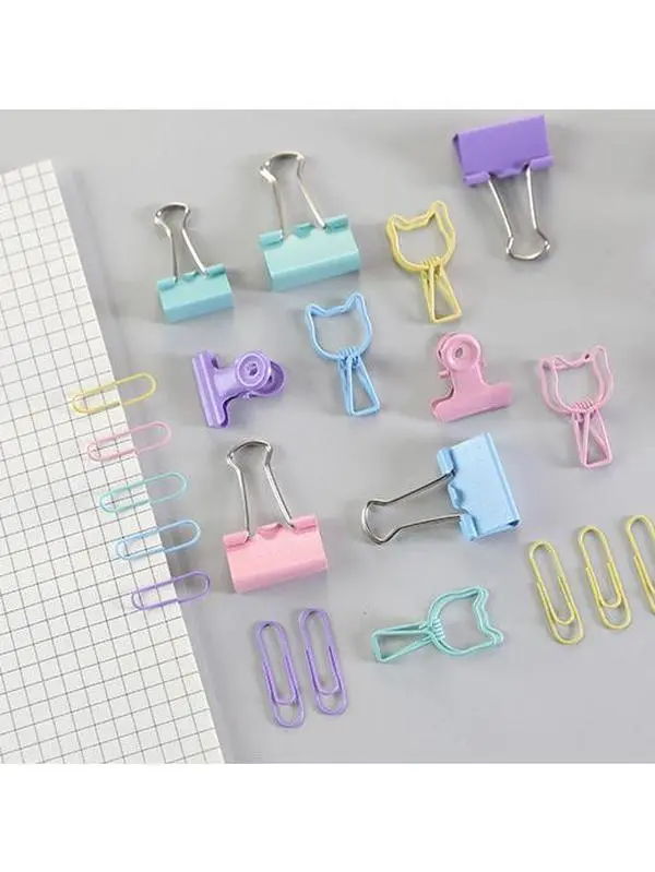 Bright Hues Multi-Size Solid Metal Binder Clip Combo Stationery Set - Paper Fastening Kit with Paper Clips, All-in-1 Document Organizer Supplies for Office Desk Keychains,backpack,Red,MAGA,Hat Keychain with USA Flag,tit,Christmas,Themed,Labubu,plush,bunny
