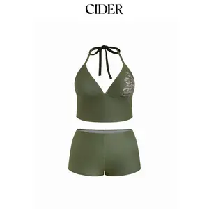 Cider Halter Neckline Floral Bikini Set Curve & Plus